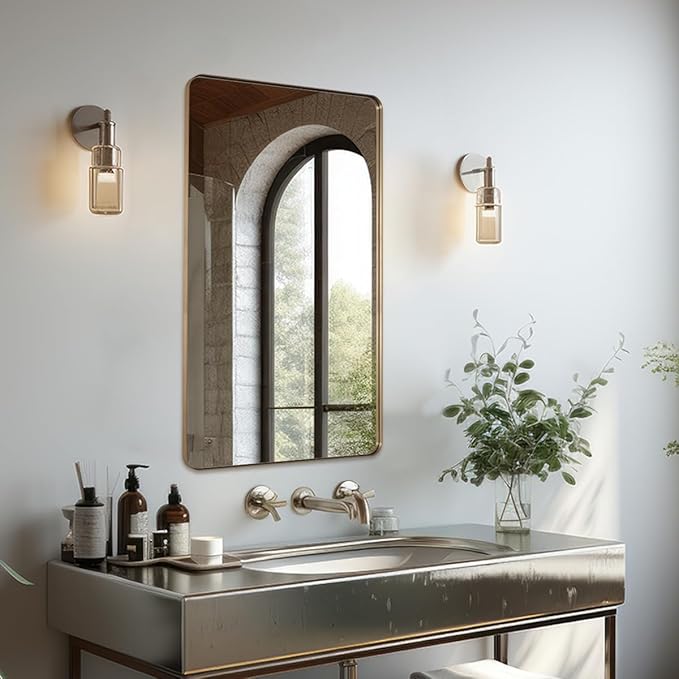ANDY STAR 30"x48" Brass Gold Bathroom Mirror, Large Wall Mirror - Image 6