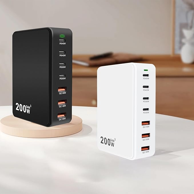 USB C Charger Block 200W 7 Port GaN Fast Charging Block Station, iPhone 17/16/15 - Image 5