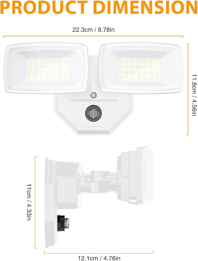 Onforu 32w 3200LM Dusk to Dawn Outdoor Lighting, 6500K Dual-Head Flood Light - Image 7