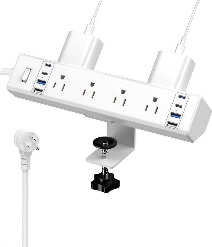 40W Fast Charging Station, Desk Clamp Power Strip, 4 USB-C Ports & 8 AC Outlets by VILONG