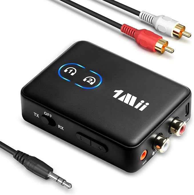 1Mii RCA Bluetooth 5.3 Adapter for TV, 3.5mm AUX Bluetooth Transmitter Receiver by 1Mii