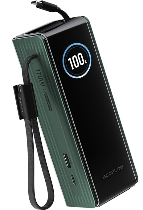 EF ECOFLOW Rapid Power Bank, 100W Built-in and Retractable Cables, Portable by EFECOFLOW