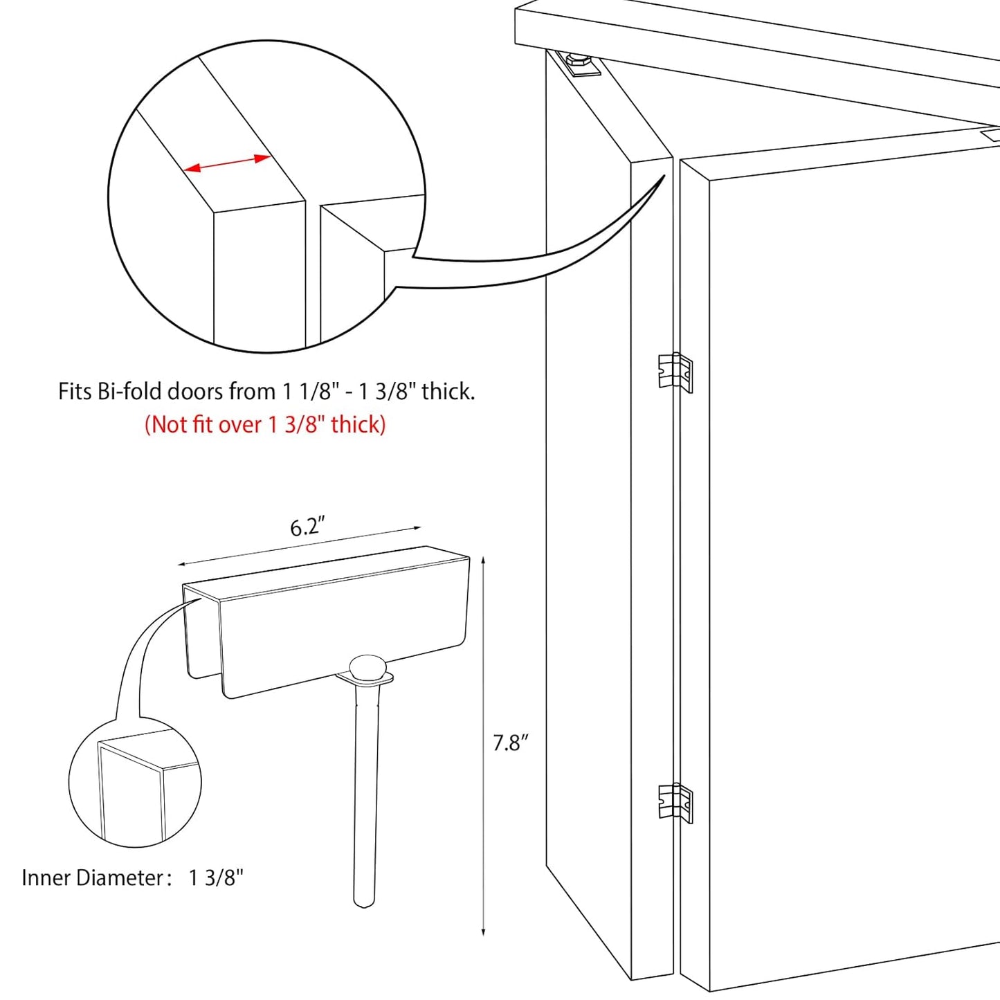 Metal Bifold Door Lock - Double Door Child Safety Locks Keep Toddler, Cats&Dogs Out of Closets, Cabinets, Pantry - No Need Install (1PC)