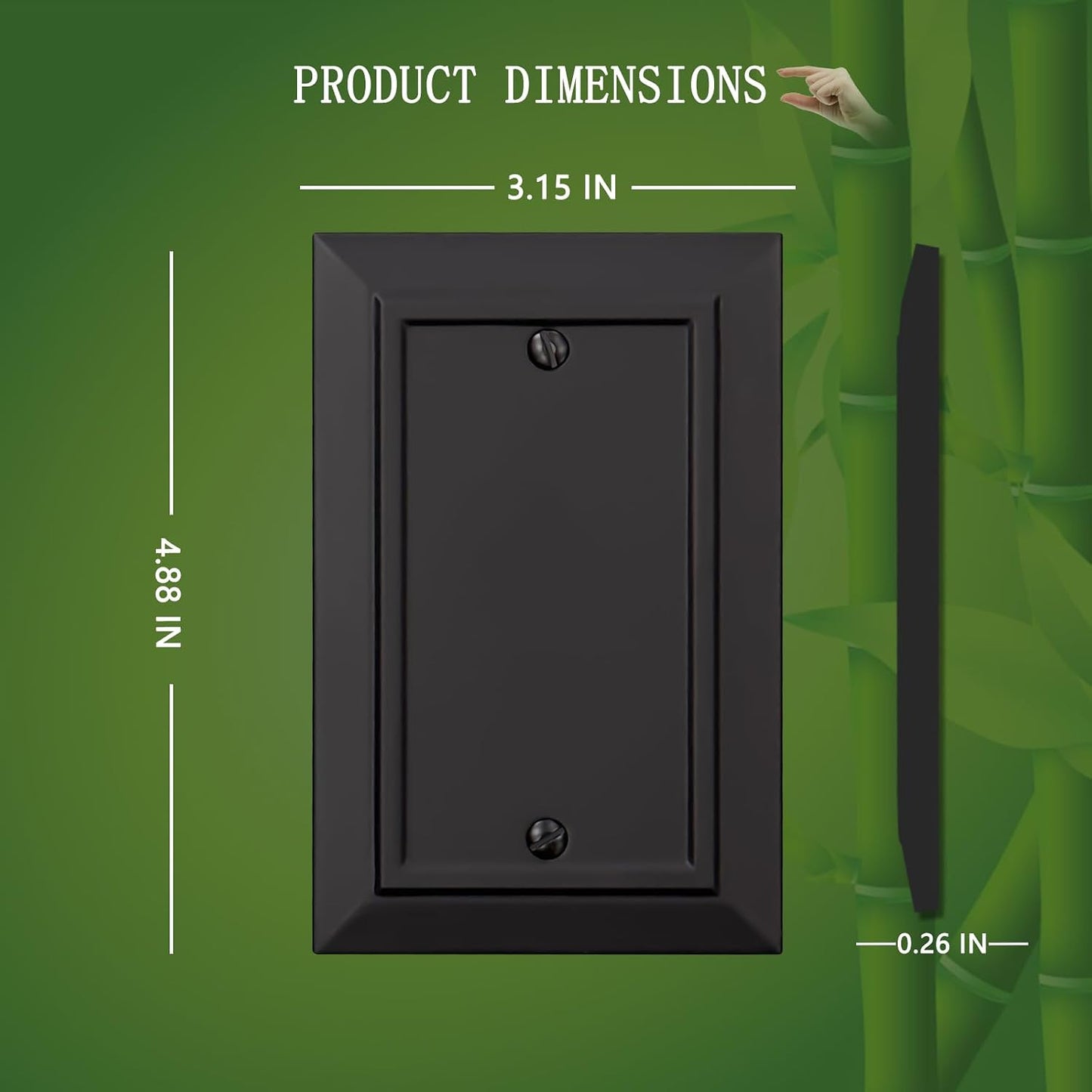 Classic Architecture Wall Plates,Light Switch covers, Electrical Outlet Covers, Duplex receptacle wall plates,Mid Size Bamboo Fiber Material Switch plates Matte Black (1 Gang Blank 4PK)