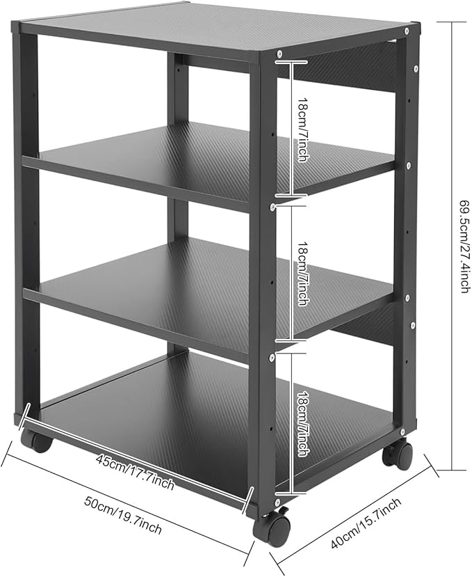 4-Tier AV Media Stand Rack, Mobile & Space-Saving Design, DVD Players, - Image 7
