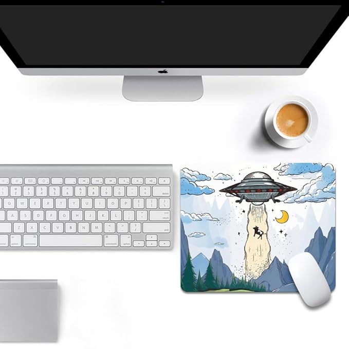 Design - UFO Square Mouse pad, Waterproof, Anti Slip Rubber Base, Computer - Image 6