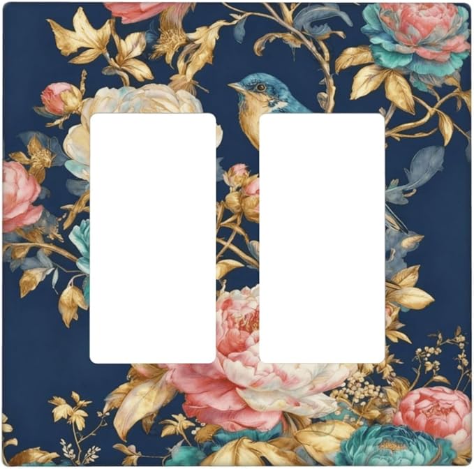 Bvtewkhz Floral Birds Morris 2 Gang Double Rocker Decorative Outlet Covers by Unknown