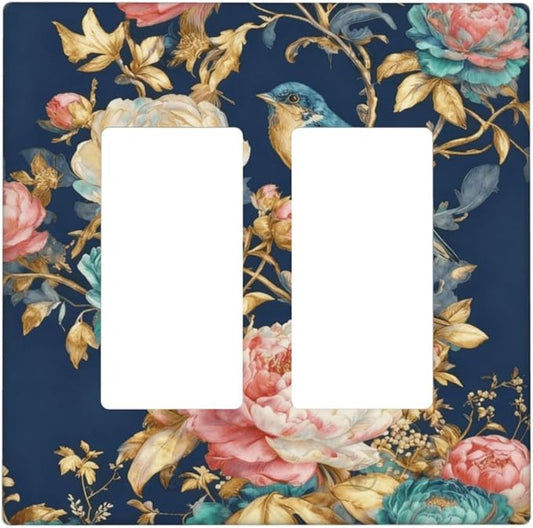 Bvtewkhz Floral Birds Morris 2 Gang Double Rocker Decorative Outlet Covers by Unknown