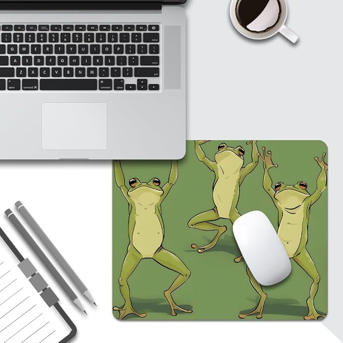 Three Dancing Frogs Square Mouse pad, Waterproof, Anti Slip Rubber Base - Image 5