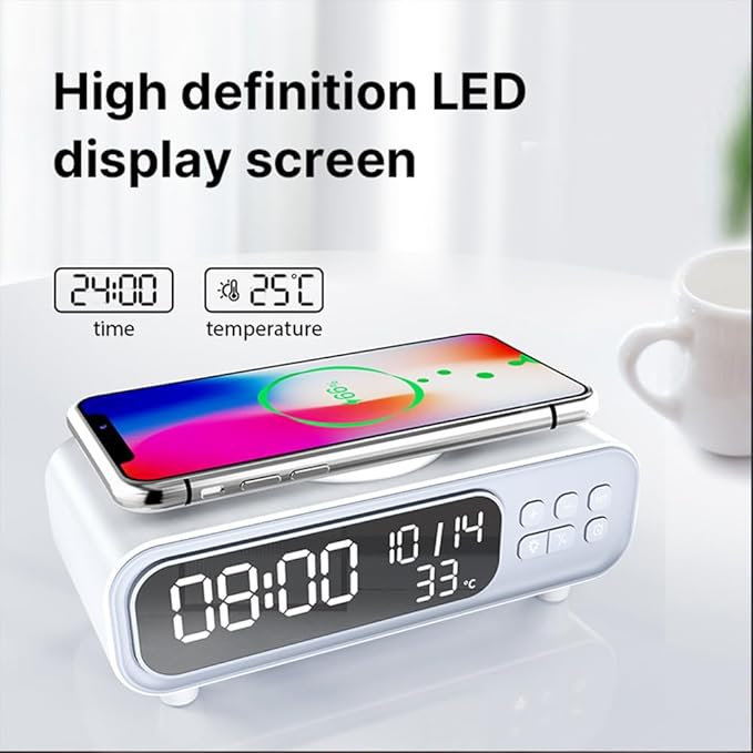 IHAO 5in1 Alarm Clock with Wireless Charging Night Light 15W Fast Charger - Image 6