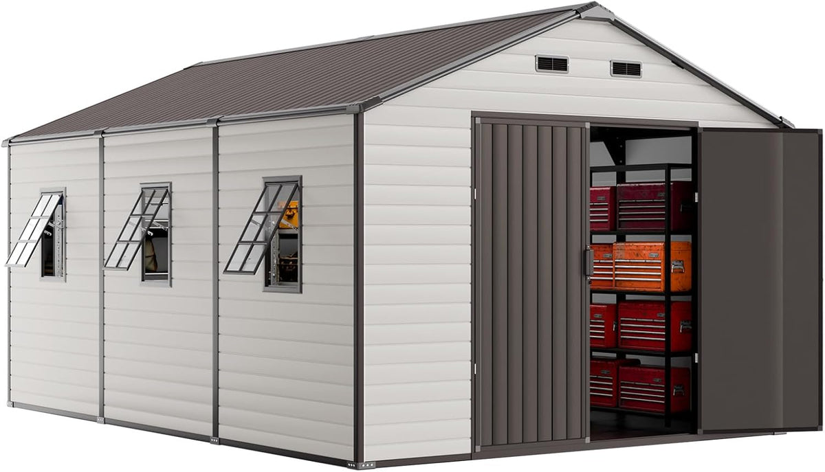wacasa 10x14 ft large resin plastic outdoor storage, main product view
