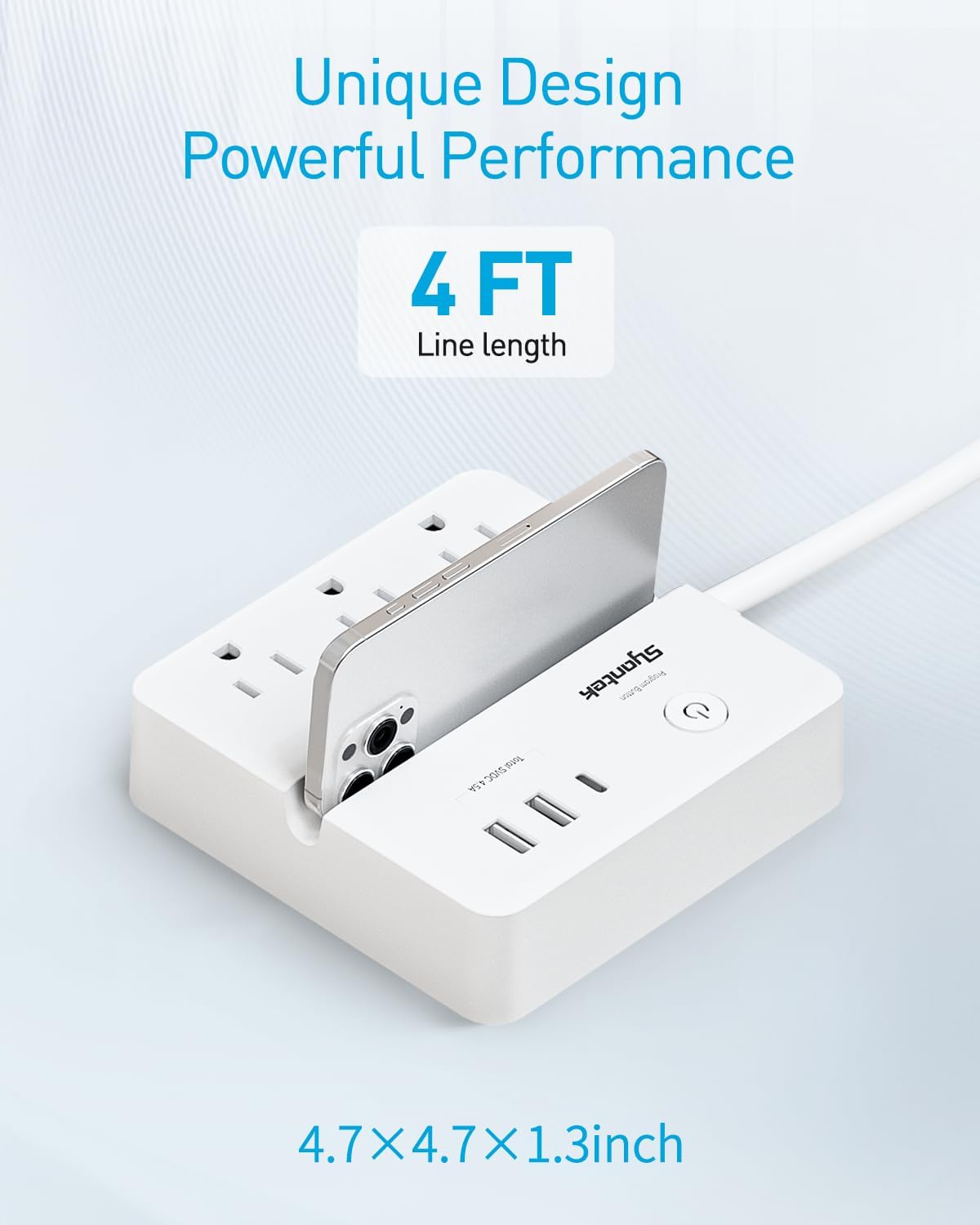 Remote Control Power Strip with 3 RF Controlled Outlets Surge Protector Power Strip with 3 USB Ports, Phone Holder, 15A/1875W 4ft Cord Remote Control Outlet Plug for Home Office