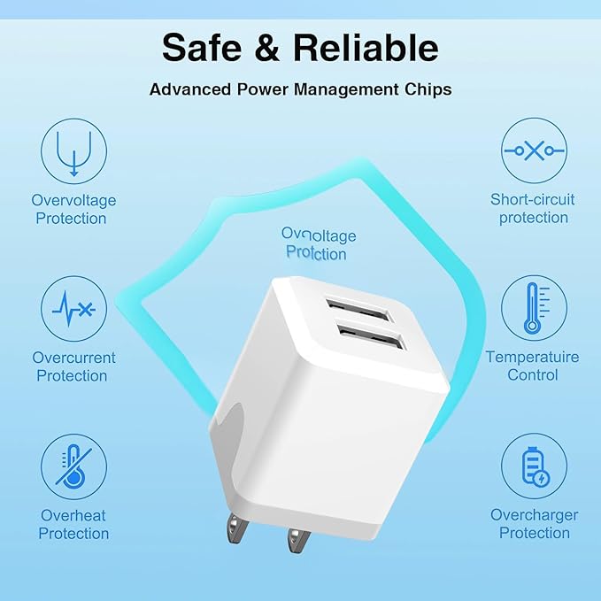 USB Wall Charger，Dual A USB Port Cube Power Plug Adapter，Fast Phone Charger - Image 4