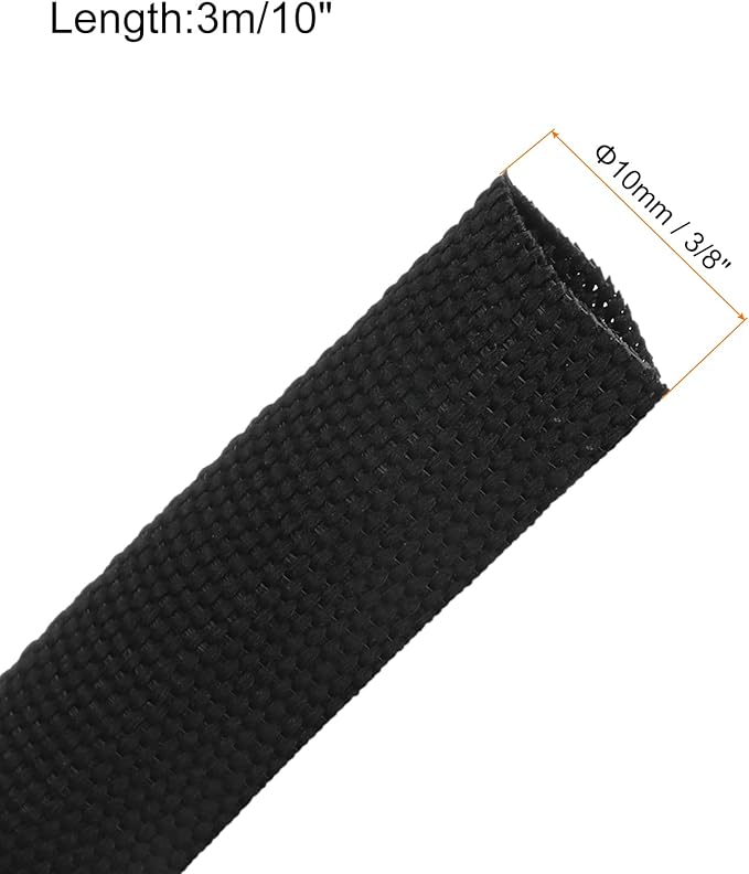 MECCANIXITY Braided Cable Sleeves Heat Shrinkable Fabric Sleeving, 3/8" 10ft - Image 2