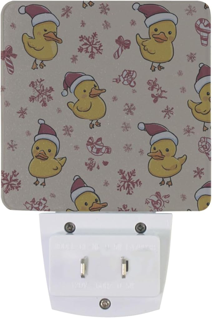 Pigsaly Led Night Light Cute Cartoon Yellow Ducks Santa Hats Snowflake Night - Image 2