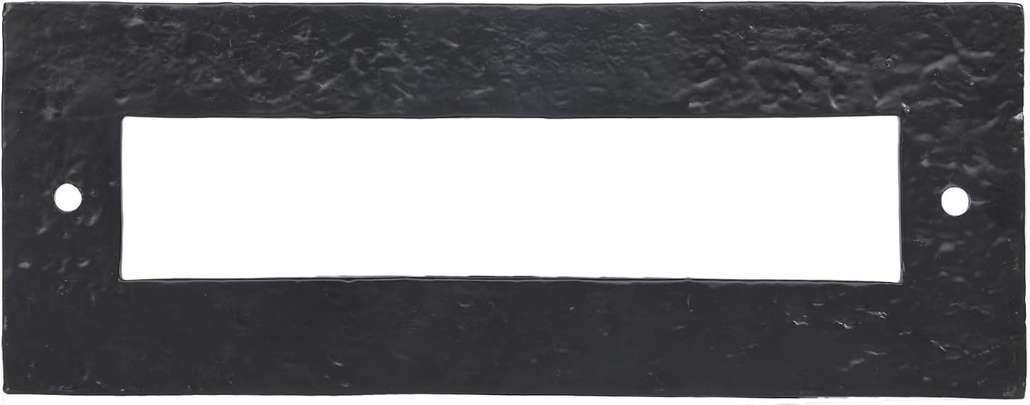 SKANDH Iron Black Powder Coated Outer Size 11" X 4" Inches Normal Letter Plate Mail Slot For Front Door Inner Flap Opening 7-3/4" X 1-13/16" Inches
