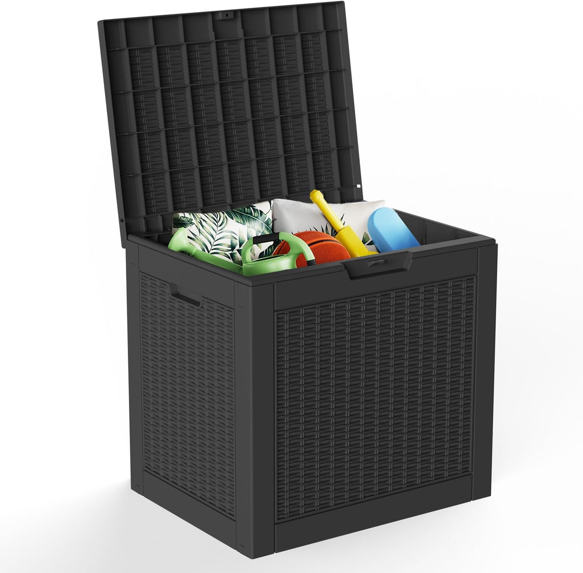 30 gallon deck box, waterproof resin rattan outdoor, main product view