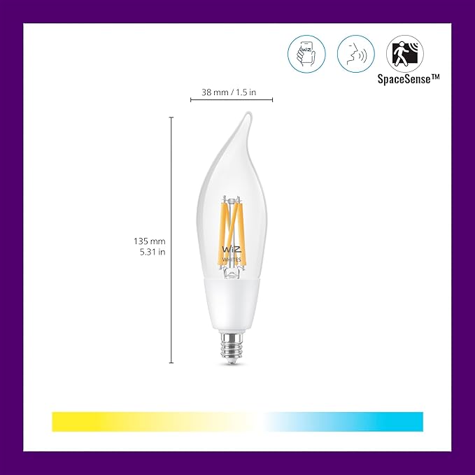 WiZ Connectd Clear 40W BA11 Tunable White Filament LED Smart Bulb - Image 2