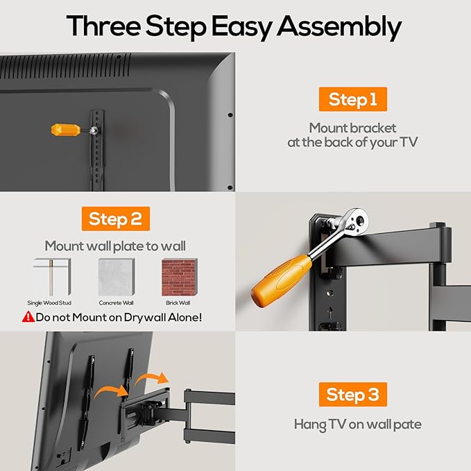 IWORKBOARD 40 43 50 55 inch Full Motion Corner TV Wall Mount - Image 9