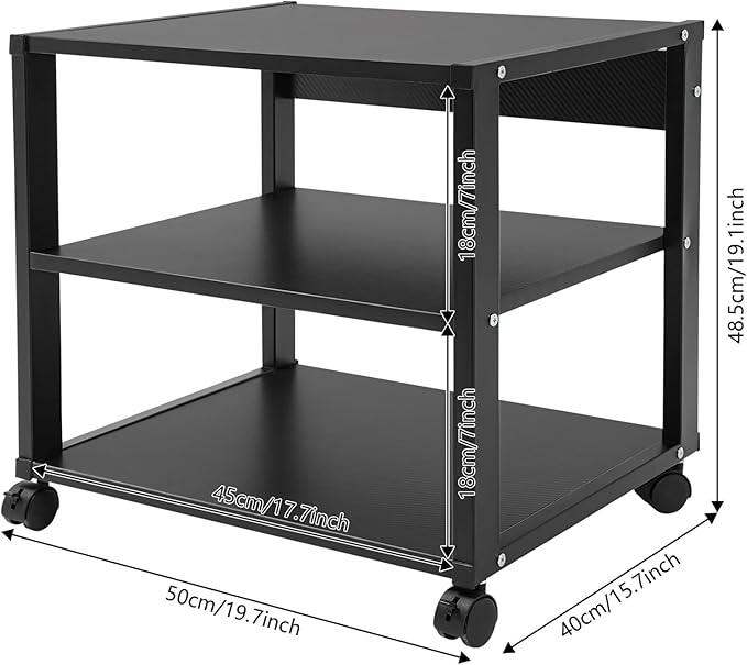 3-Tier AV Media Stand Rack, Mobile & Space-Saving Design, DVD Players, - Image 5