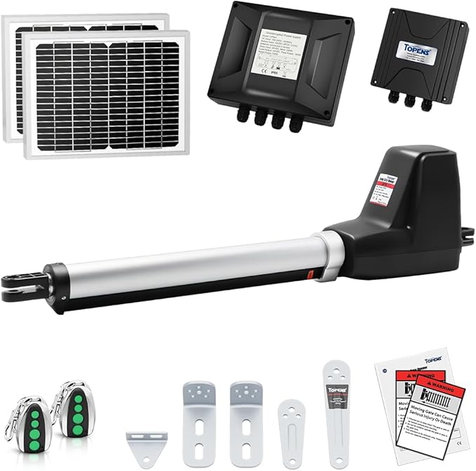 TOPENS AT6131S Solar Single Swing Gate Opener Medium Duty Automatic Gate Motor by TOPENS