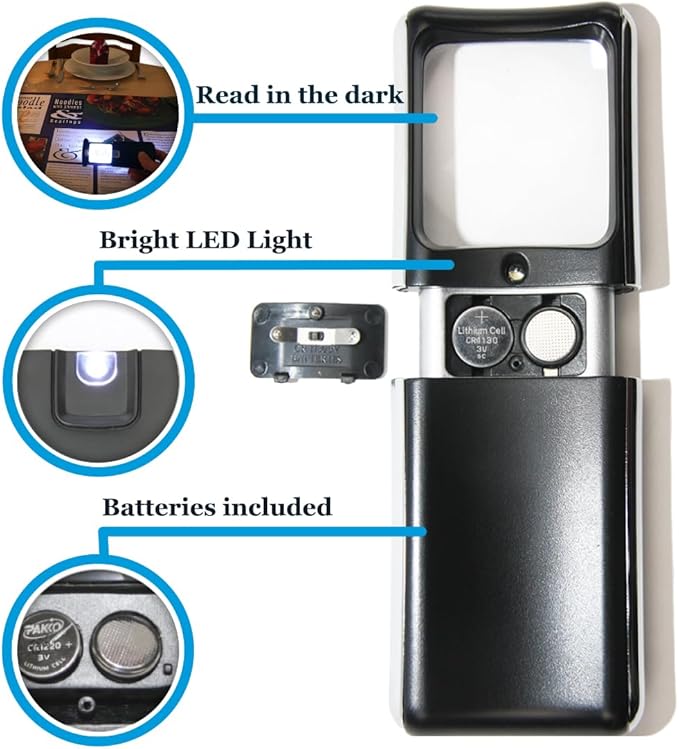 Small-Magnifying-Glass with LED-Light 3X Lighted-Pocket EasY Magnifier -Hand - Image 5