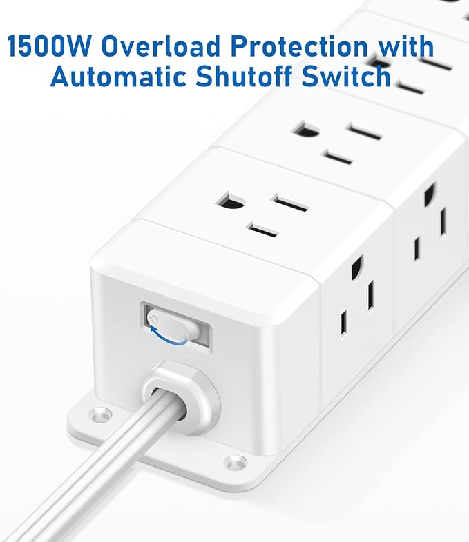 30W USB C Power Strip Surge Protector, Ultra Thin Flat Plug Power Strip 4 Side - Image 5