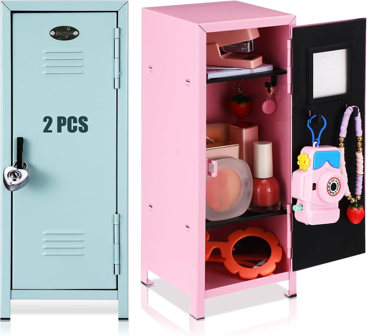 vercraft 2 pcs mini metal locker with lock, main product view
