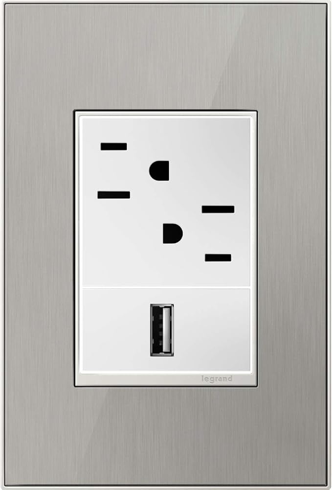 Legrand adorne Brushed Stainless, 1-Gang + Wall Plate - Image 2