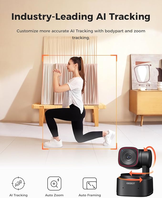 OBSBOT Tiny 2 Lite 4K Webcam for PC, AI Tracking PTZ Streaming Camera - Image 4