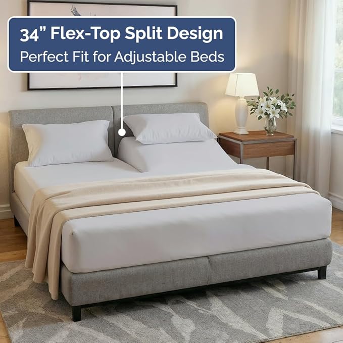 Split Head King Sheet Set – 4 Piece Flex Split Top King Sheets - Image 3