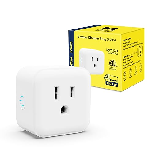 Minoston Z-Wave Outlet Dimmer, 800 Series Z-Wave Smart Plug, Z-Wave Hub Required by Minoston