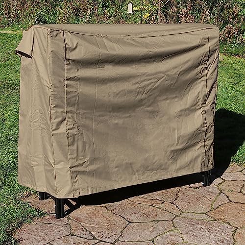 sunnydaze 4-foot firewood log rack cover with pvc, close-up detail