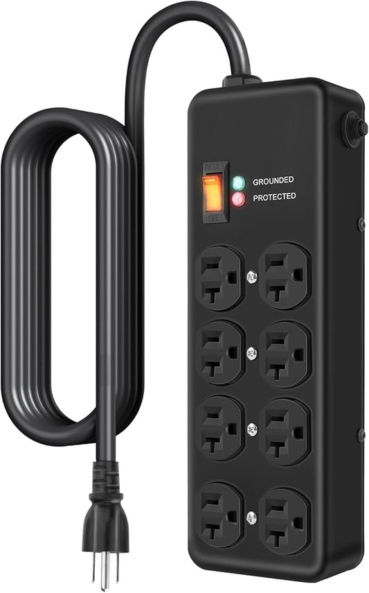 Heavy Duty Surge Protector 20Amp, Metal Power Strip by HEZI