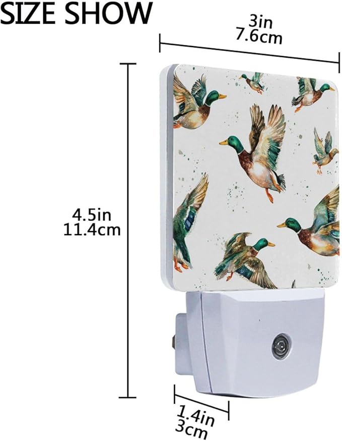 Pigsaly Led Night Light Watercolor Flying Mallard Ducks Night Light Plug in - Image 3