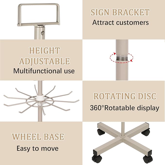 Exttlliy Retail Display Stand Store Display Rack 5 Tier Metal Spinning Display - Image 4