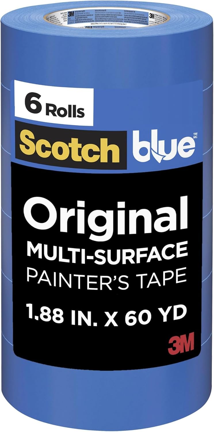 ScotchBlue Original Multi-Surface Painters-Tape, 2" Wide (1.88 in. x 60 Yds), Rolls Blue Paint-Tape Protects Surfaces & Removes Easily, Masking-Tape for Indoor & Outdoor Use (2090-48TP6) (Pack of 36)