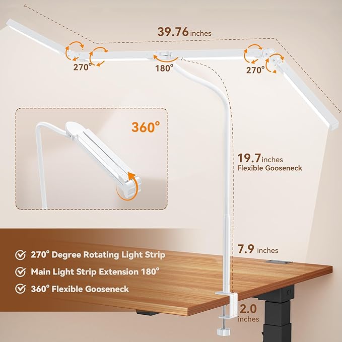Pzloz Led Desk Lamp with Clamp: Architect Desk Lamp - Image 7