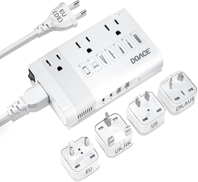 DOACE 220V to 110V Converter for European Travel - 350W 7 in 1 Voltage by DOACE