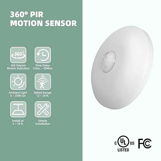 ECOELER PIR Ceiling Sensor Switch, Hard-Wired Occupancy Motion Sensor - Image 2