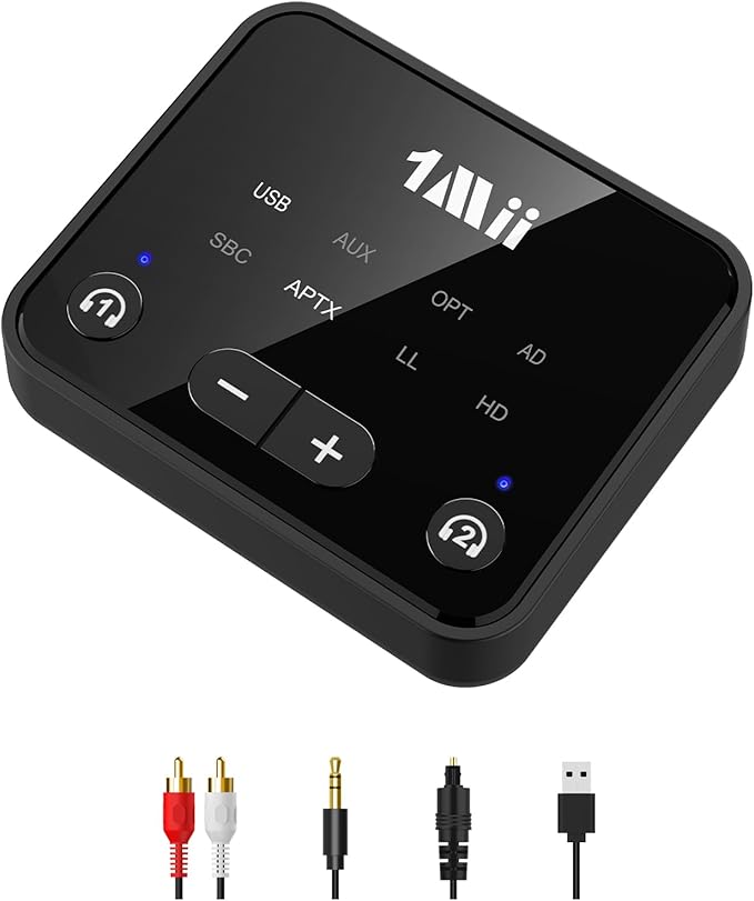 1Mii Bluetooth 5.3 Transmitter for TV to 2 Wireless Headphones, Long Range by 1Mii