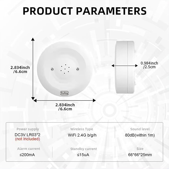 TUBY WiFi Water Leak Detector – No Hub Required, Easy Installation Smart Sensor - Image 9