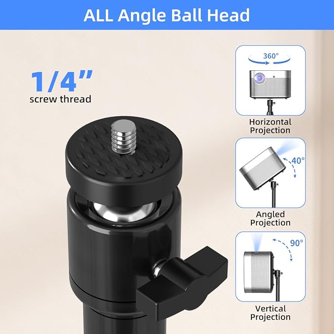 suptek Projector Stand 360°Swivel, Height Adjustable 36.6-46.8inch, Mini - Image 4