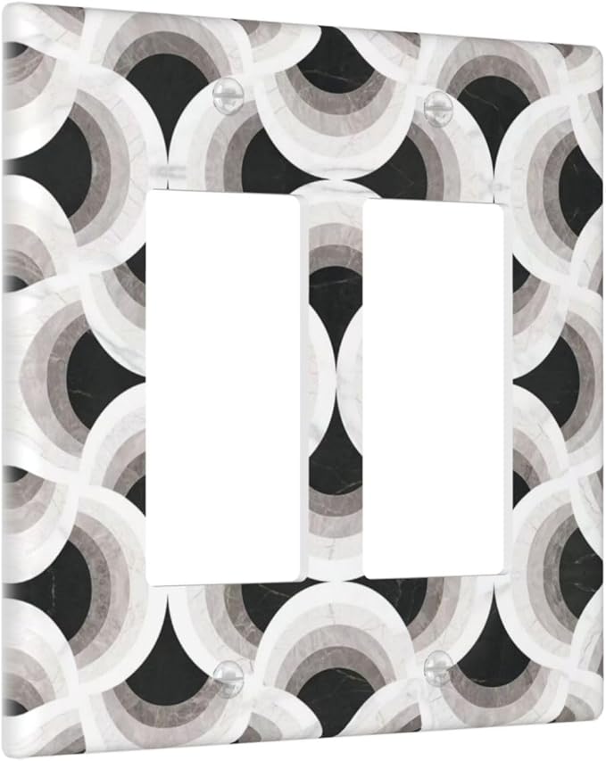 Bvtewkhz Black/White Art Marble 2 Gang Double Rocker Decorative Light Switch - Image 2