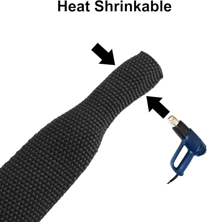 MECCANIXITY Braided Cable Sleeves Heat Shrinkable Fabric Sleeving, 7/8" 26ft - Image 3