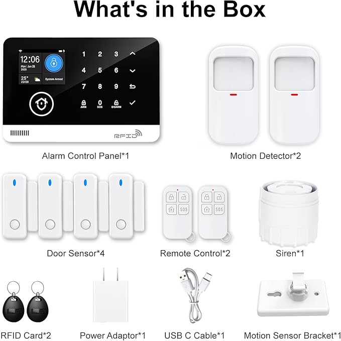 Home Security System, 4G/WiFi GSM SMS Wireless Home Alarm System - Image 9