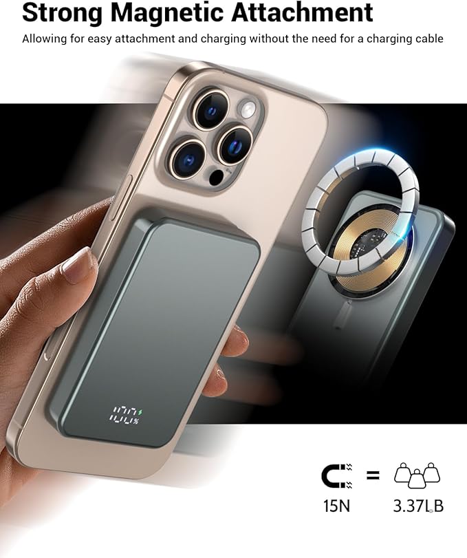 POAQCIF for Magsafe Portable Charger, Aluminum Alloy Small 10000mAh 20W PD - Image 6