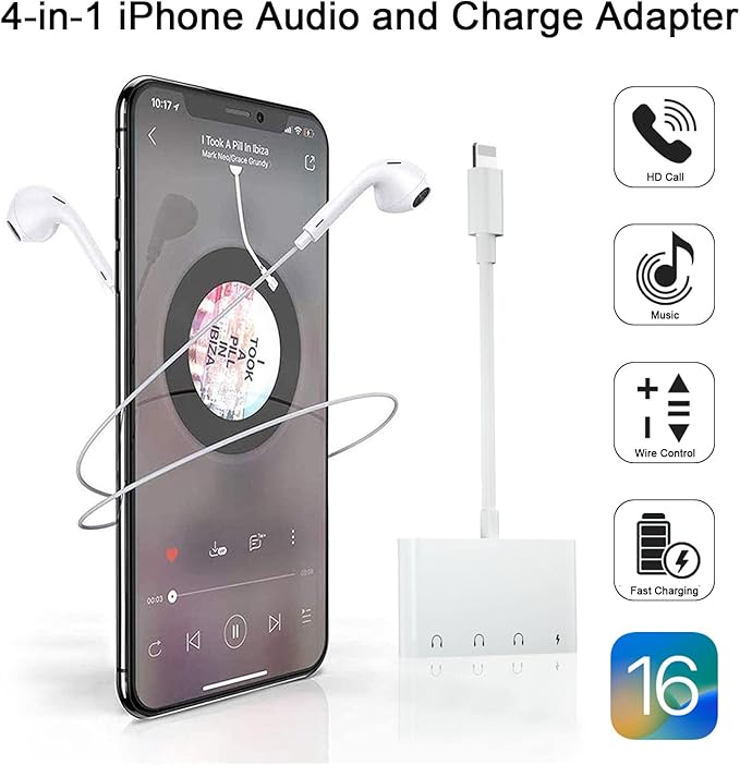 Unitrox 4 in 1 Headphone Splitter, iPhone Headphone Adapter + Dual 3.5mm - Image 2