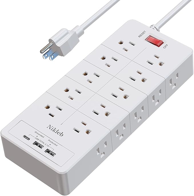 Power Strip Surge Protector 23 in 1, 6ft Extension Cord by nikleb