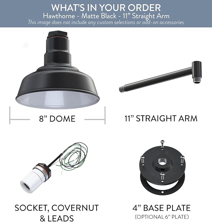 Steel Lighting Co. Hawthorne Barn Light | Outdoor Wall Mounted | 8 inch Dome | - Image 6